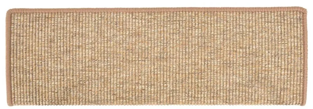 Tapetes de escada autoadesivos 15 pcs 65x21x4 cm castanho-claro