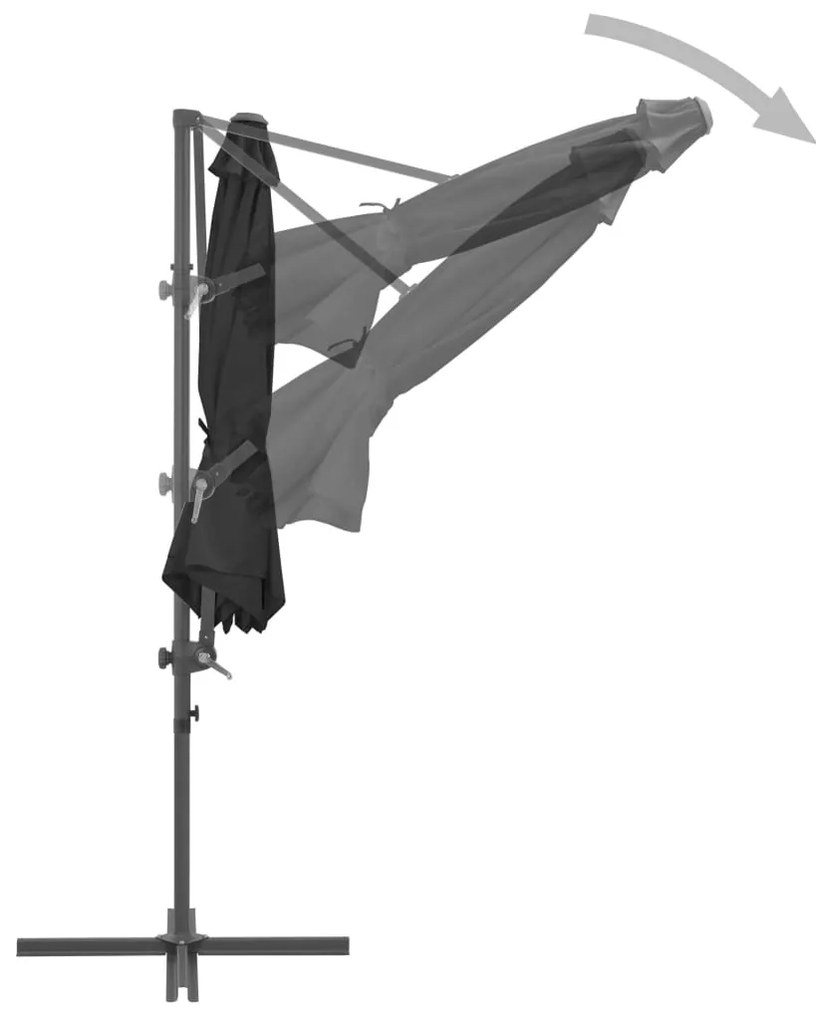 Guarda-sol de jardim cantilever c/ poste aço 300 cm antracite
