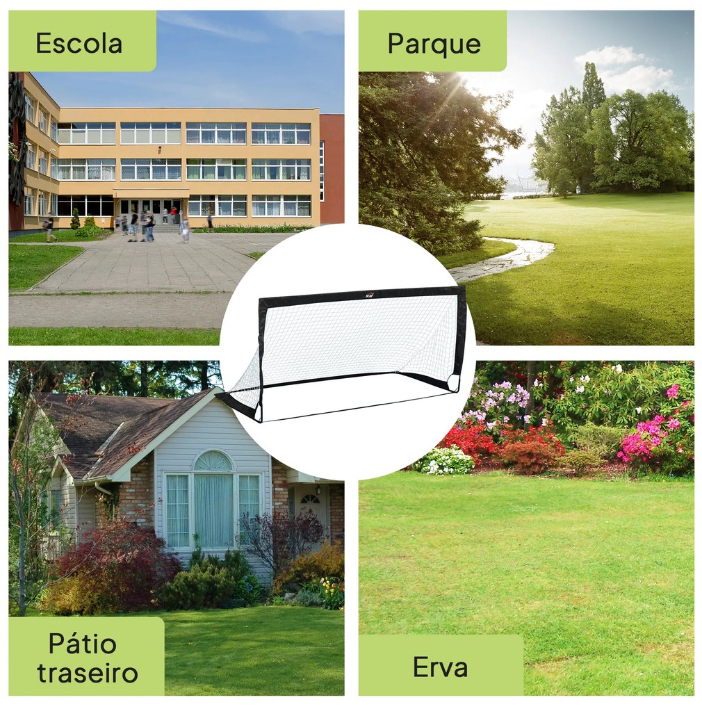 Balizas de Futebol Dobráveis para Crianças e Adultos com Saco de Transporte para Exterior Treino 183x90x90 cm Preto