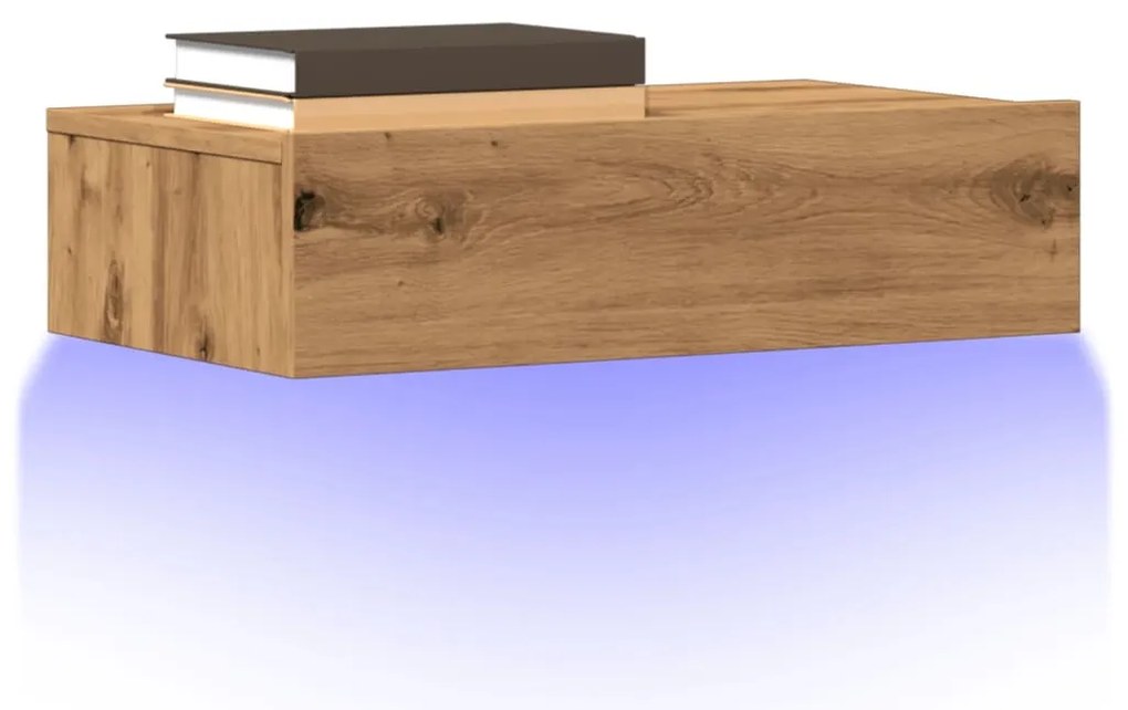 Móvel de TV com luzes LED 60x35x15,5 cm carvalho artisiano