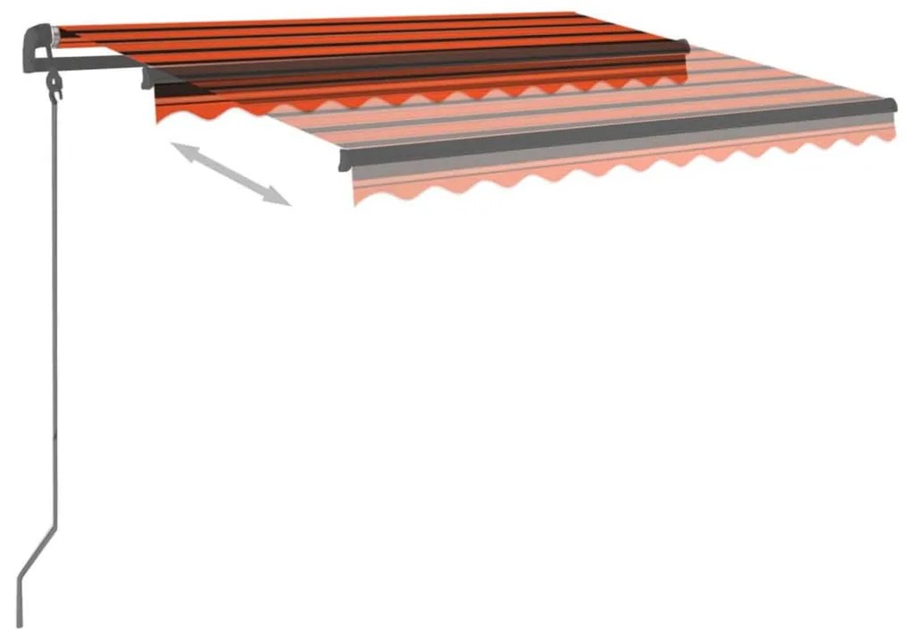 Toldo retrátil manual com postes 3,5x2,5 m laranja e castanho