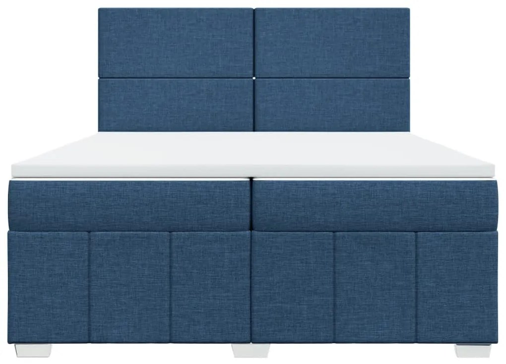 Cama com molas/colchão 200x200 cm tecido azul
