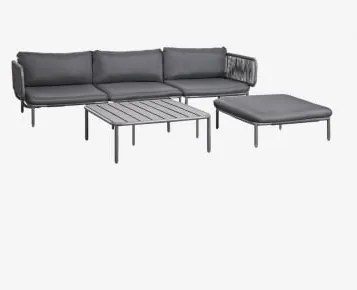 Sofá Modular De Jardim De 3 Peças Com 2 Poltronas De Canto, Puff E Mesa De Centro Roubly Cinza Grafito - Sklum