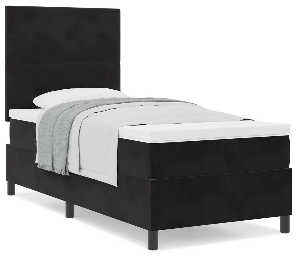 Cama Box Spring com Colchão vidaXL Preto 90x200 cm em Veludo