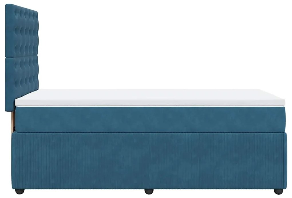 Cama boxspring com colchão 90x190 cm veludo azul