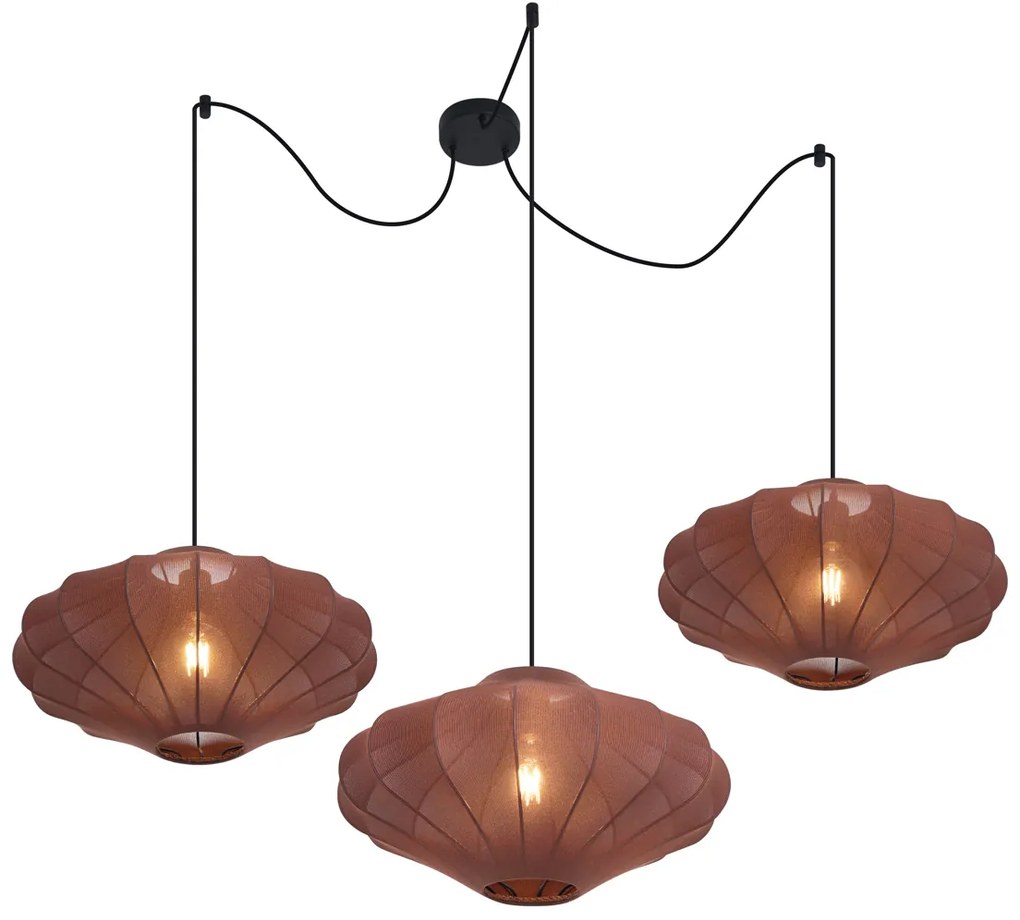 Candeeiro suspenso Japandi castanho 50cm 3-luzes - Plu Japandi