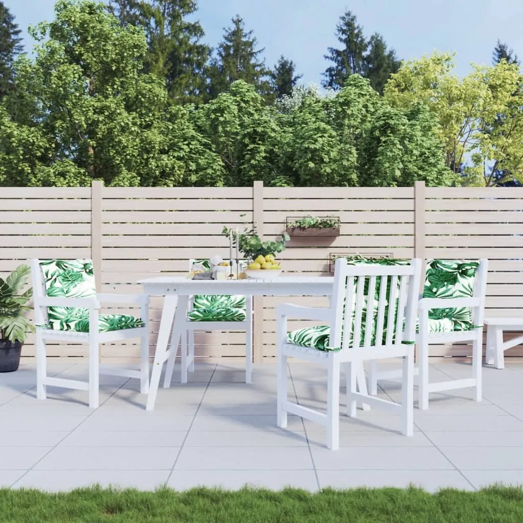 vidaXL Almofadões lombares p/ cadeiras de jardim 4pcs tecido folhas