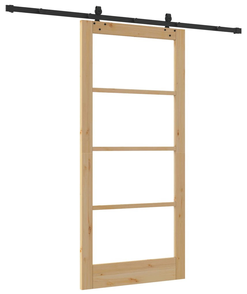 Porta Deslizante vidaXL com Conjunto de Hardware 93x202 cm Madeira Sól