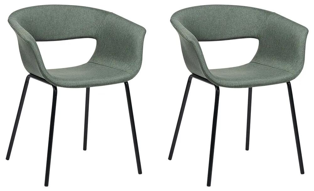 Conjunto de 2 cadeiras de jantar em tecido verde escuro ELMA Beliani