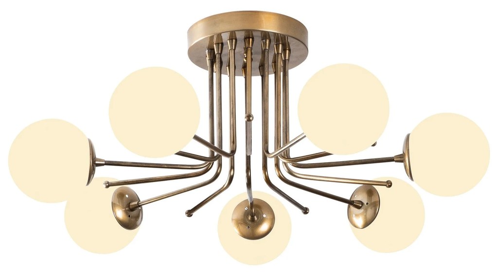 Chandelier Daisy – Dourado e Branco – 90 x 90 cm