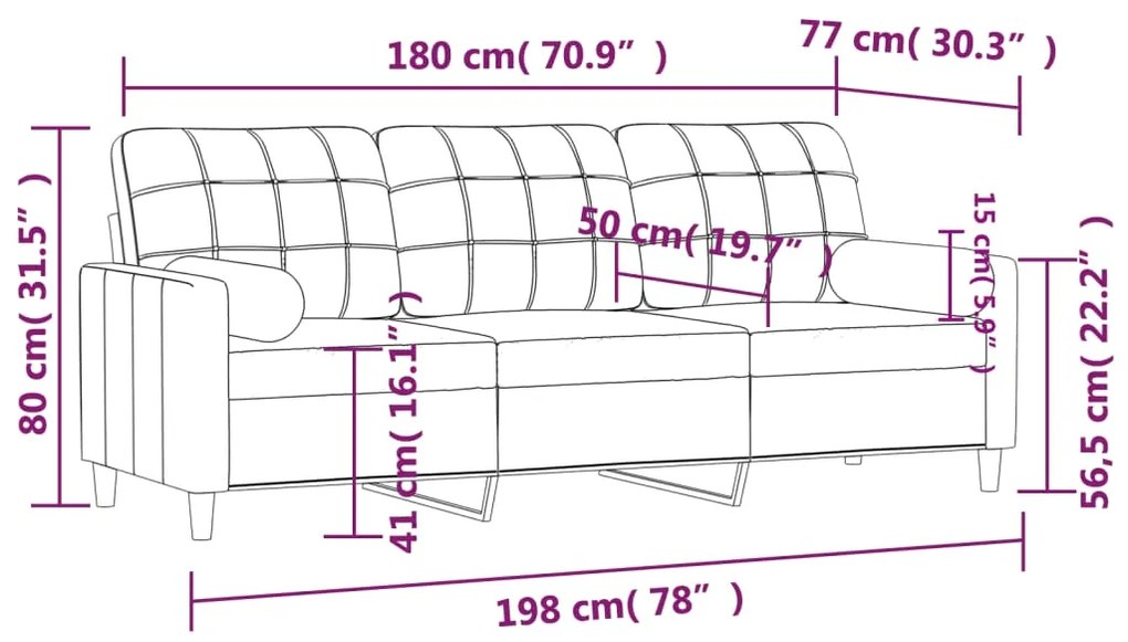 Sofá 3 lugares + almofadas decorativas 180 cm tecido preto