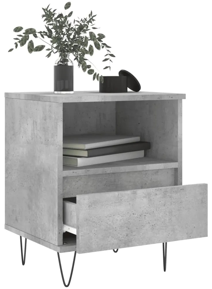 Mesa de cabeceira 40x35x50cm derivados madeira cinzento cimento