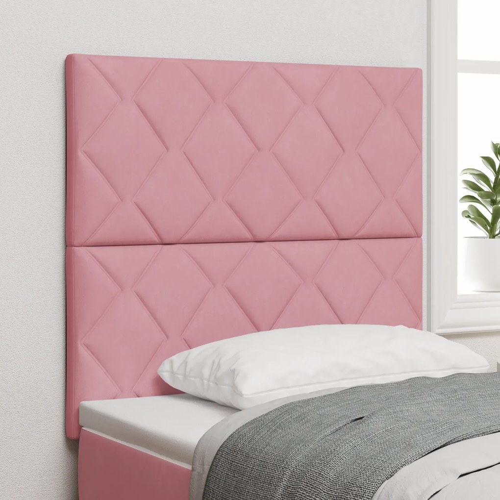 Cabeceira Rosa vidaXL com Blocos de Diamante 90 cm de Veludo, Cabeceir