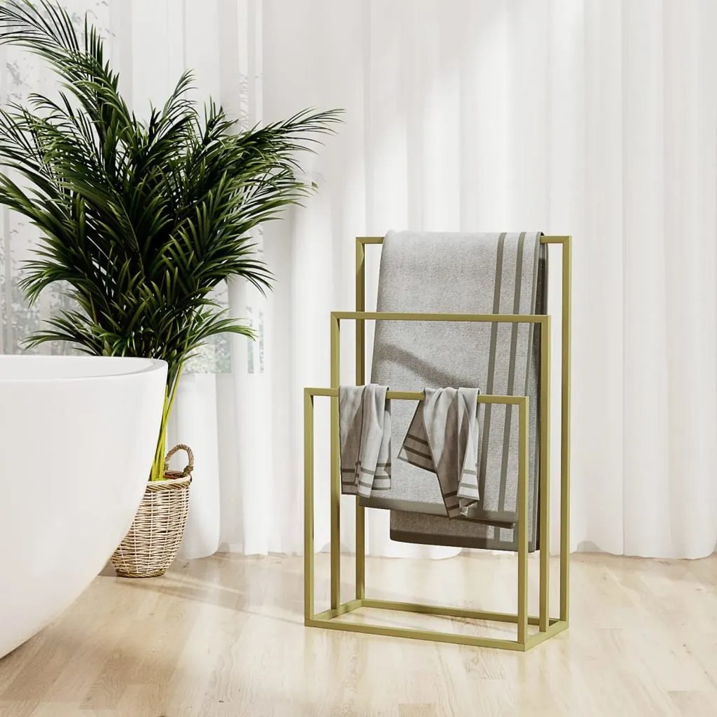 343092 vidaXL Toalheiro de pé 48x24x79 cm ferro dourado