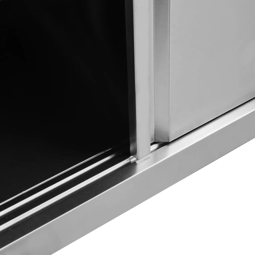 Mesa trabalho c/ portas correr 120x50x(95-97)cm aço inoxidável