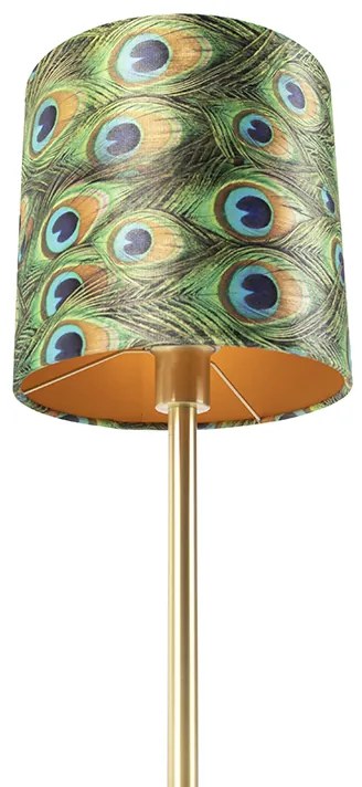 Candeeiro de mesa em latão com abajur de pavão 25 cm - Simplo Art Deco,Design