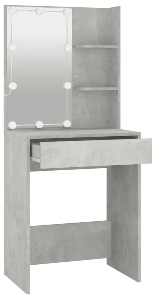 Toucador com LEDs 60x40x140 cm cinzento cimento