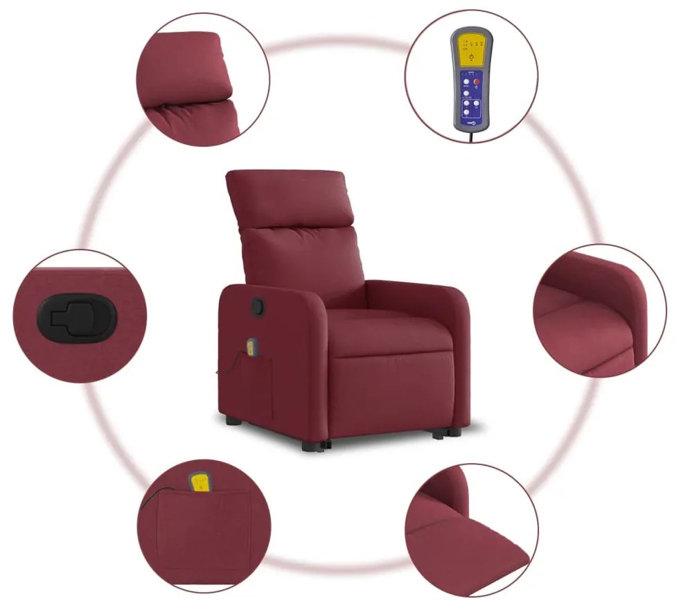 Poltrona de massagens reclin. elevatória tecido vermelho tinto