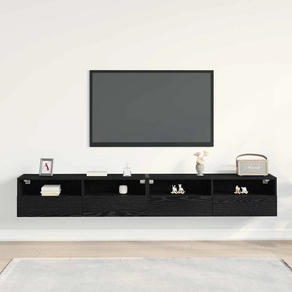 Armários de TV vidaXL 2 pcs Carvalho Preto 100x30x30 cm Madeira de Eng
