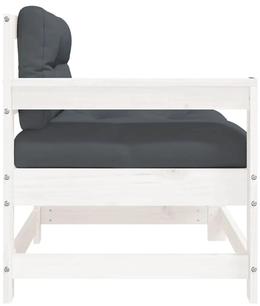 Cadeiras de jardim c/ almofadões 2 pcs pinho maciço branco