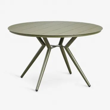 Round Garden Table In Aluminum Valerie Verde Azeitona Intenso & Ø125 Cm - Sklum