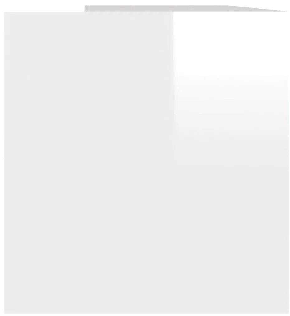 Caixa discos vinil 71x34x36cm derivado madeira branco brilhante