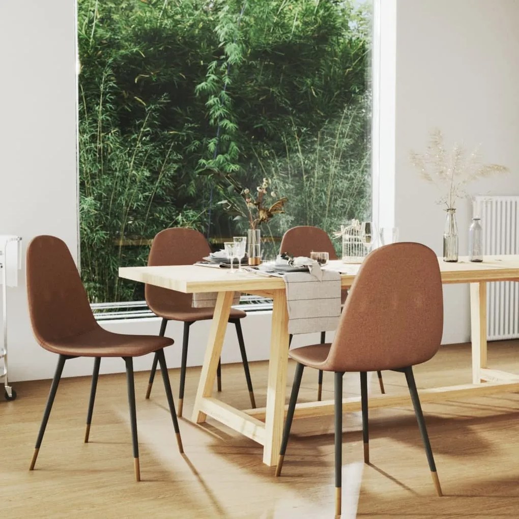 vidaXL Cadeiras de jantar 4 pcs tecido castanho