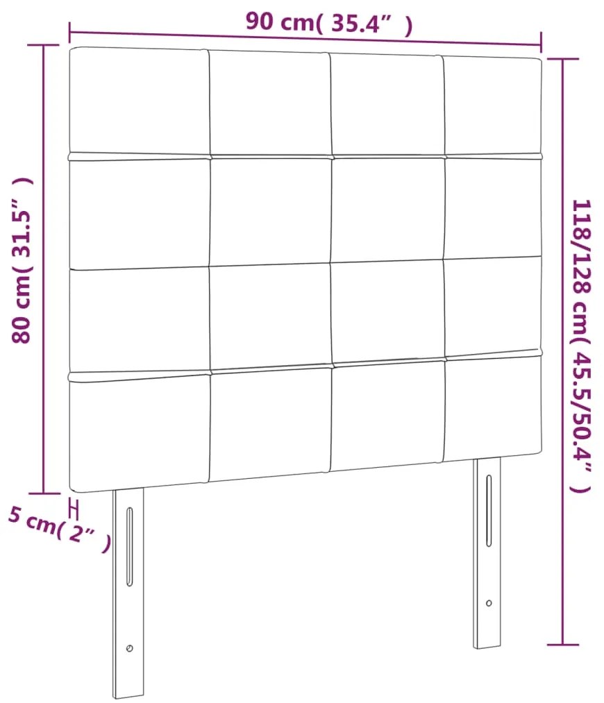 Cabeceira de cama c/ LED tecido 90x5x118/128cm crème