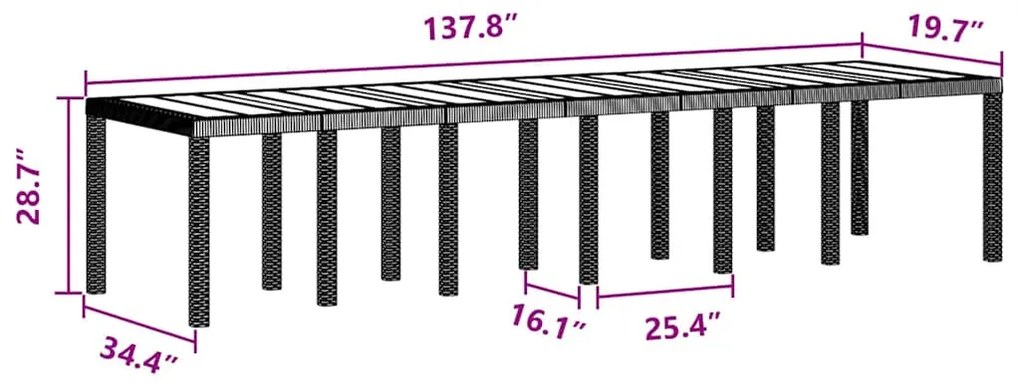 Conjunto de Jantar para Jardim 15 pcs Antracite Largo