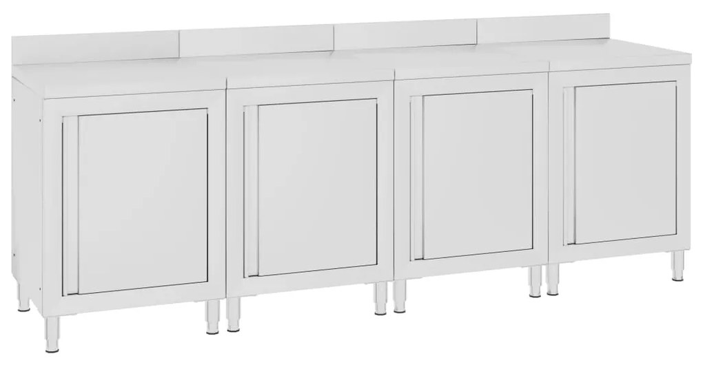 vidaXL Mesa trabalho comercial c/ armário 240x60x96 cm aço inoxidável