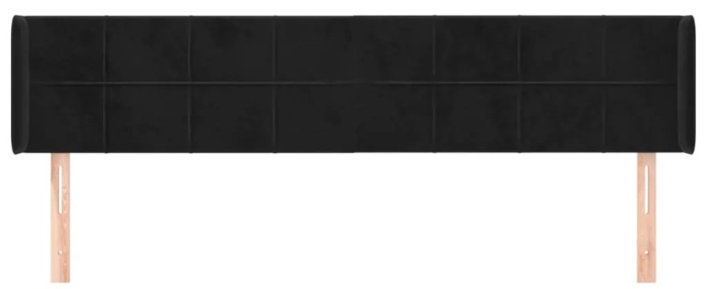 Cabeceira de cama c/ abas veludo 183x16x78/88 cm preto