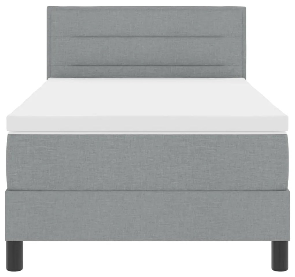 Cama Box com Colchão e Luz LED Cinza Claro 90x200 cm Tecido