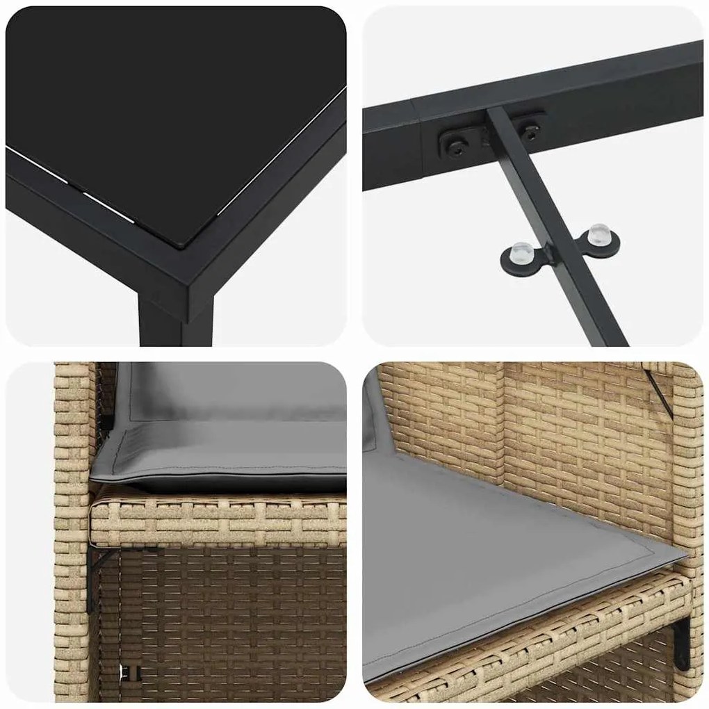Conjunto de Jantar de Jardim com 5 Peças da com Almofadas Bege