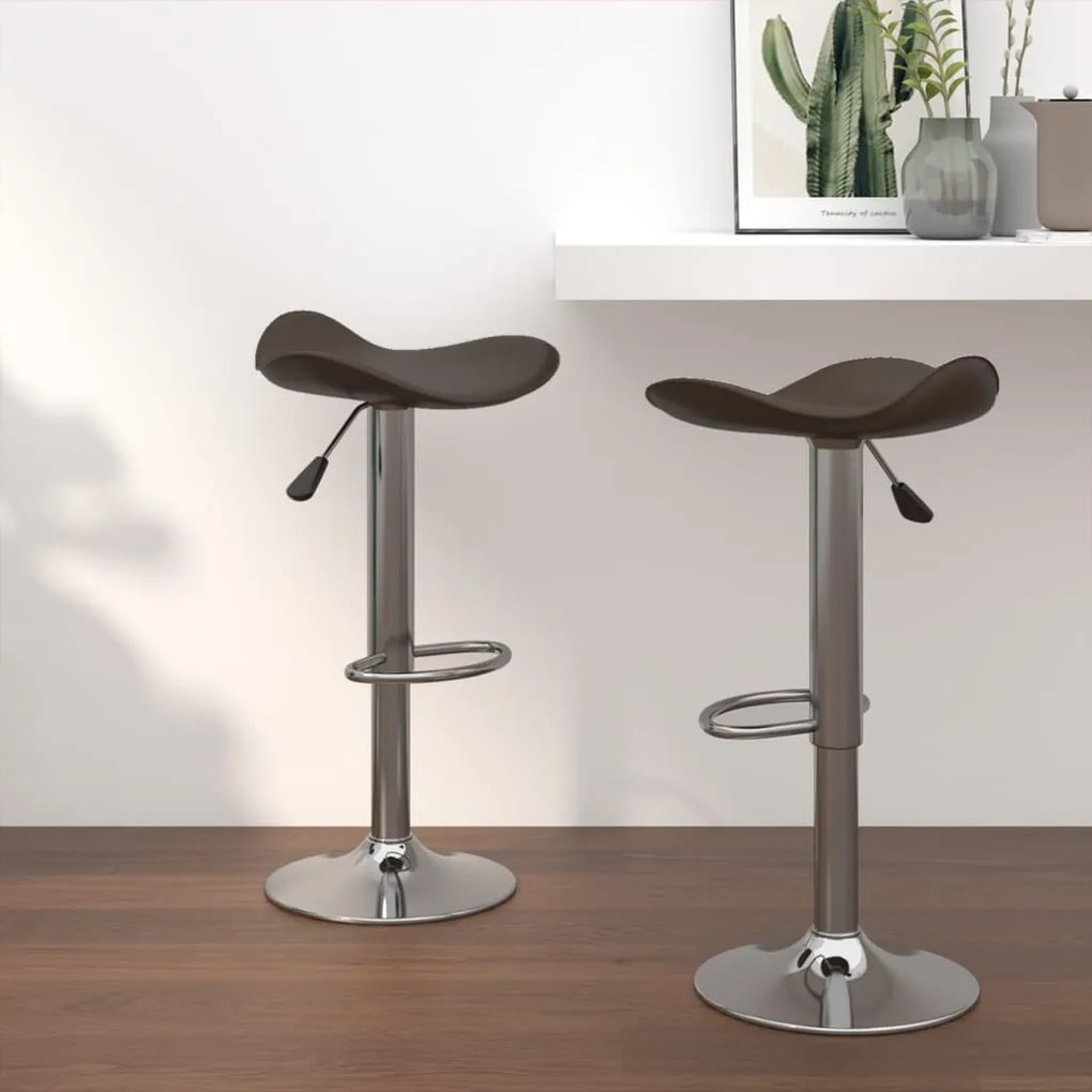 vidaXL Bancos de bar 2 pcs aço cromado e couro artificial castanho