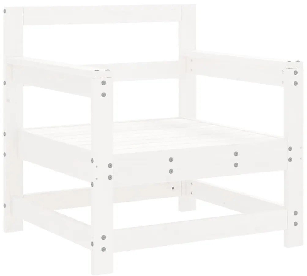 7 pcs conjunto lounge de jardim pinho maciço branco