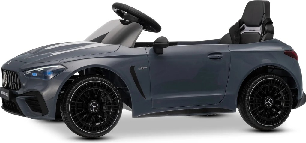 Carro elétrico para crianças Mercedes CLE 12V bateria de lítio, luzes LED, comando remoto de 2,4 GHz, ligação Bluetooth, licença ORIGINAL Cinzento