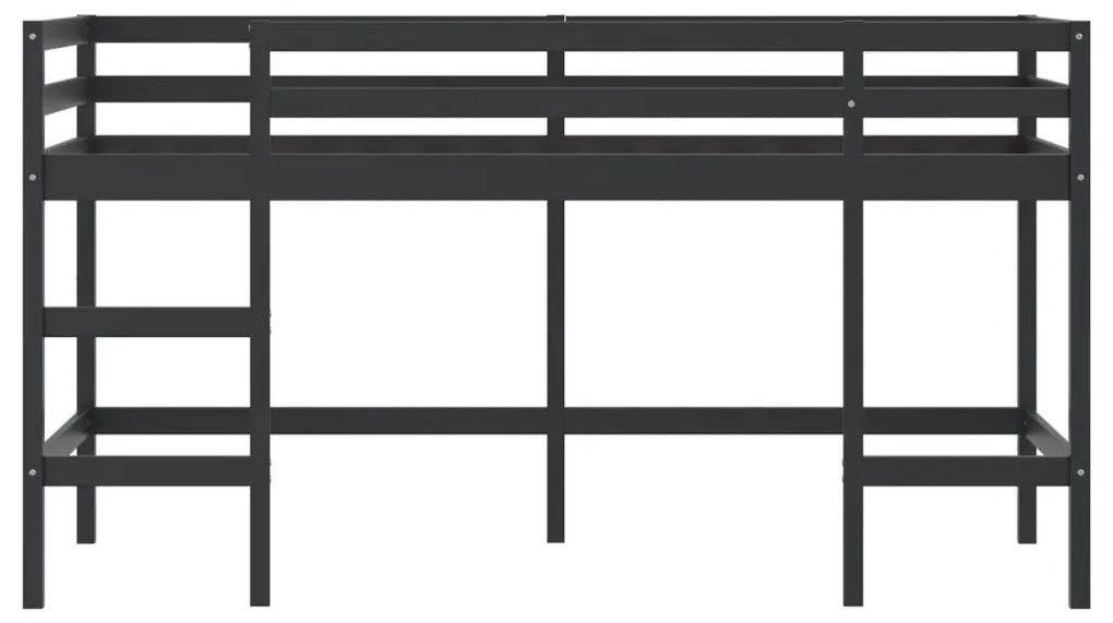 Cama alta p/ criança c/ escada 90x190 cm pinho maciço preto
