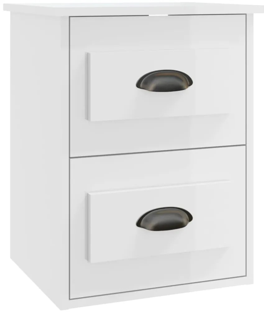Mesas de cabeceira parede 2 pcs 41,5x36x53 cm branco brilhante
