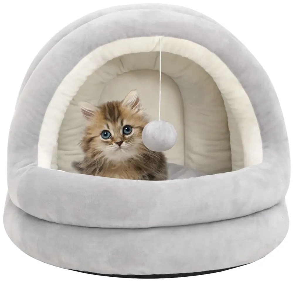 Cama para gatos 50x50x45 cm cinzento e creme