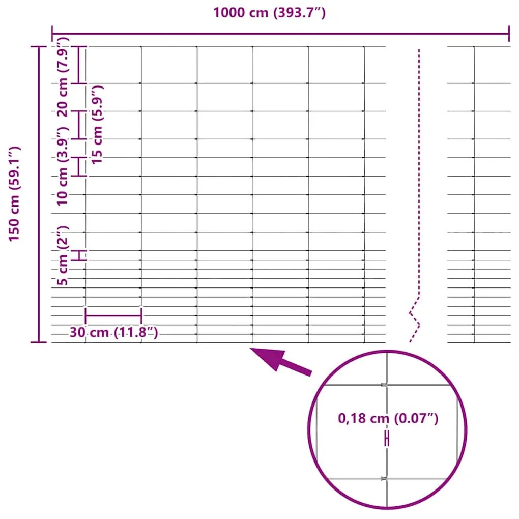 Cerca de Campo 1,6 x 10 m em Aço Galvanizado