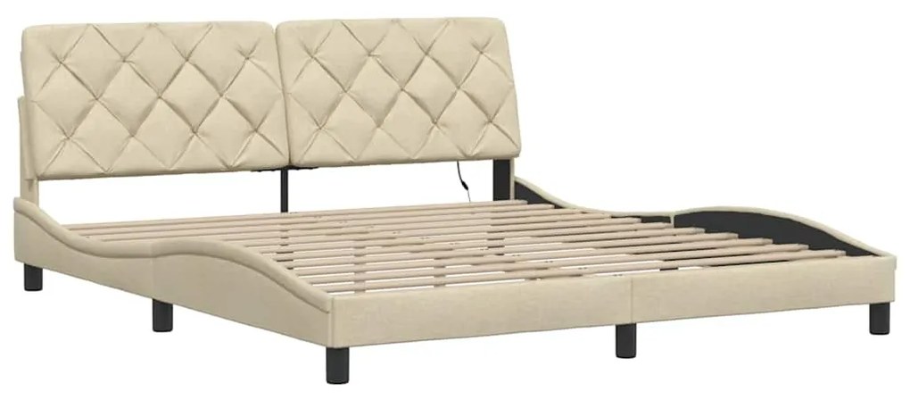 Estrutura de cama com LED sem colchão 180x200 cm tecido creme