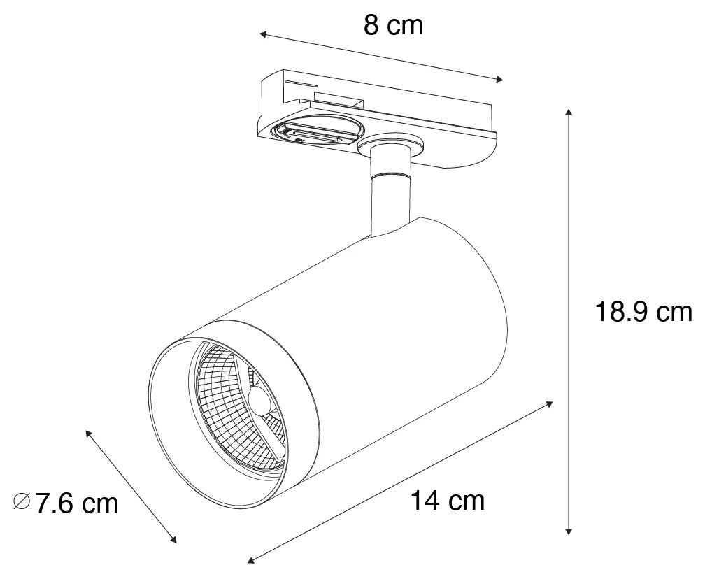 Projetores modernos pretos para sistema de calhas monofásicas 70mm - Iconic Jeana Luxe Moderno