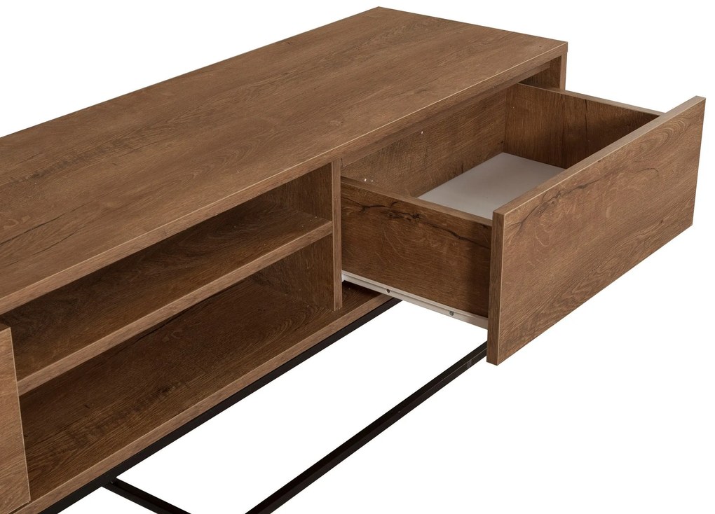 Conjunto de Mobiliário de Sala Laxus – Nogueira/Preto – TV: 180x50x40
