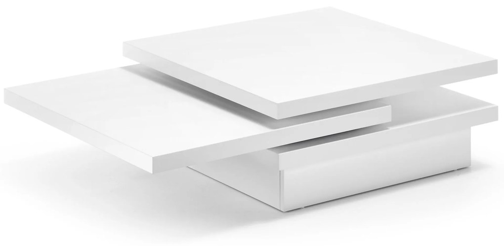 Kave Home - Mesa de centro Kiu de MDF lacado em branco 70 (106) x 70 cm