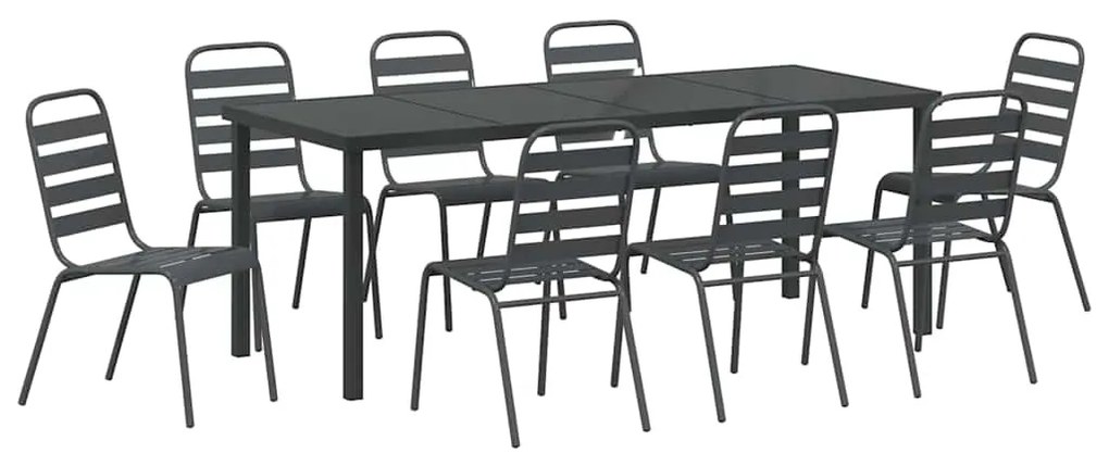 Conjunto de Jantar de Jardim com 9 Peças em Cinza Escuro