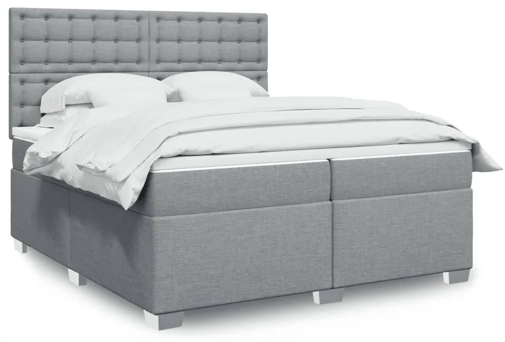 vidaXL Cama com molas/colchão 200x200 cm tecido cinza-claro