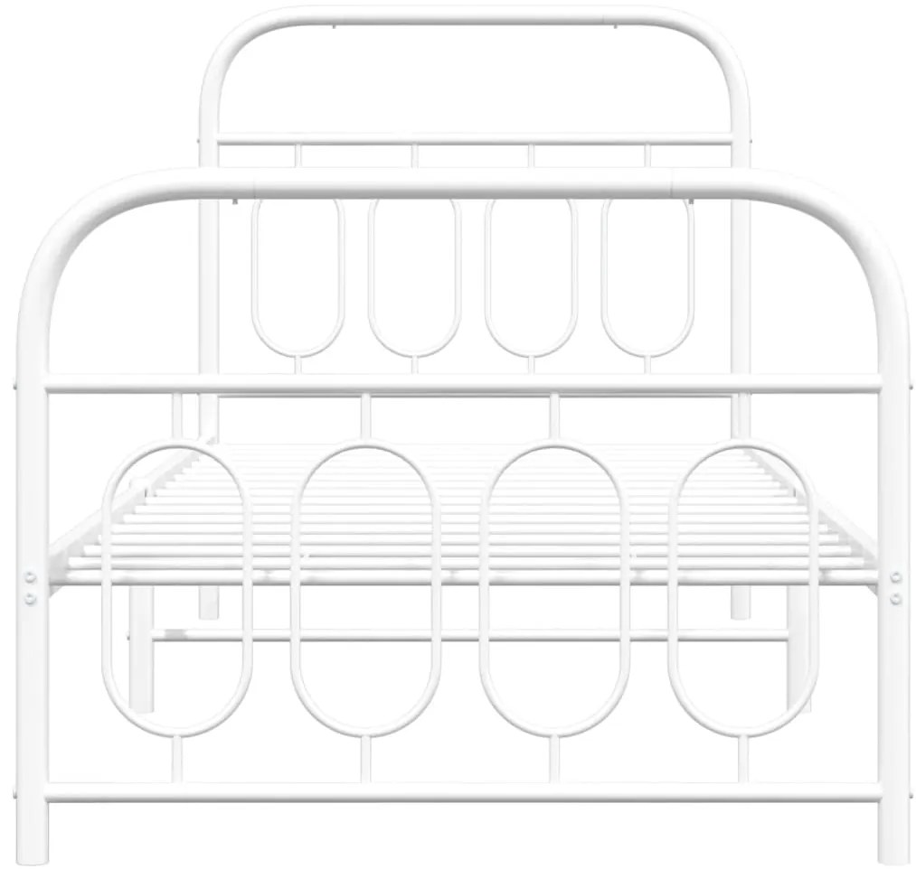 Estrutura de cama com cabeceira e pés 80x200 cm metal branco