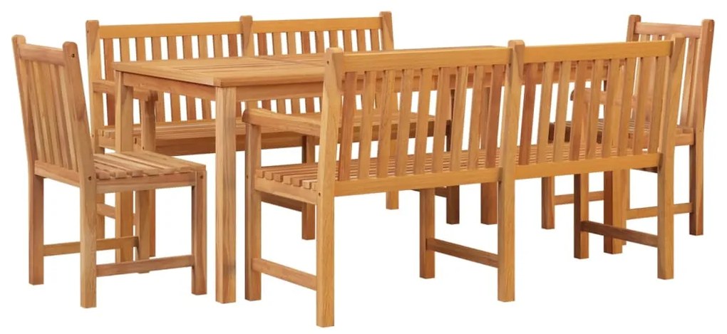 5 pcs conjunto de jantar p/ jardim madeira de teca maciça