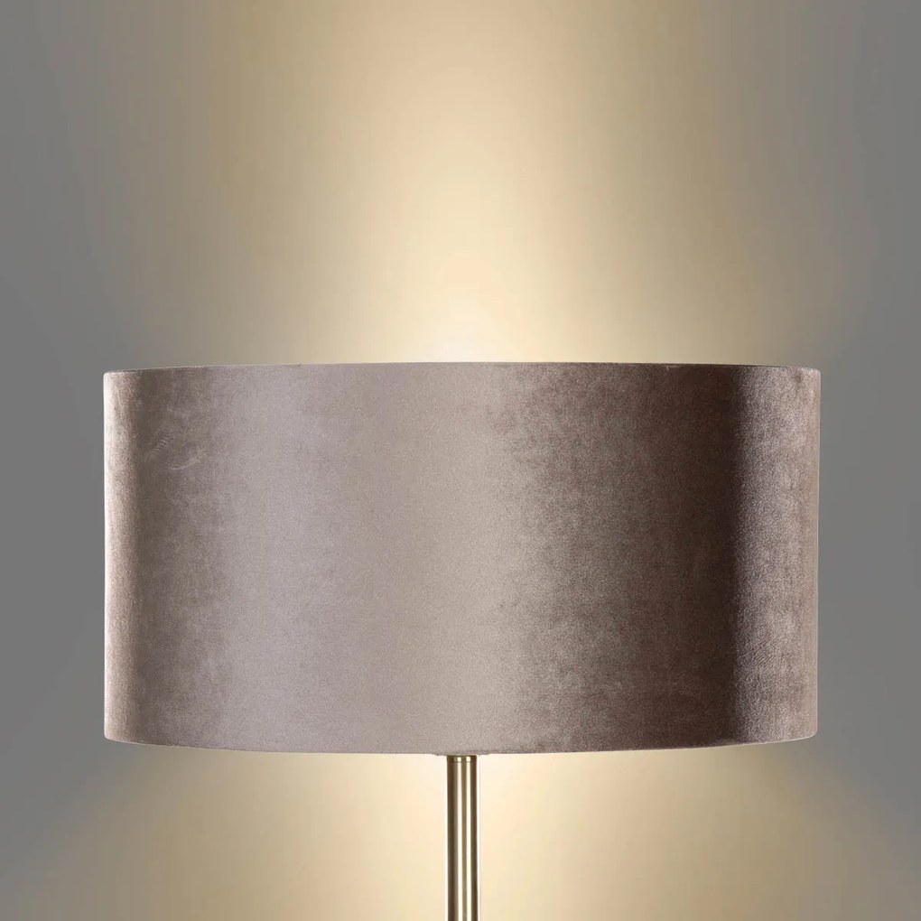 Vloerlamp messing met velours kap taupe 50cm - Simplo Clássico / Antigo