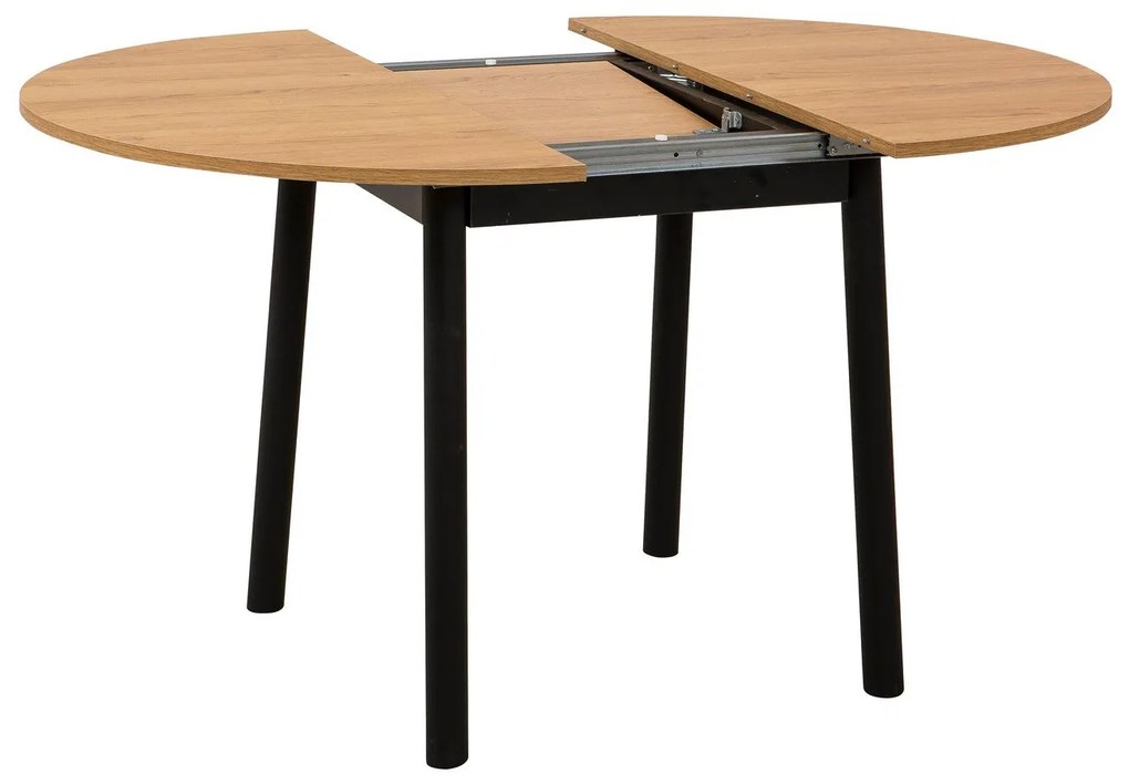 Mesa de Jantar Extensível Oliver – Carvalho/Preto – 100/131x75x100 cm